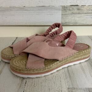 Marc Fisher women size 9 pink pella suede sling back espadrille sandal shoe